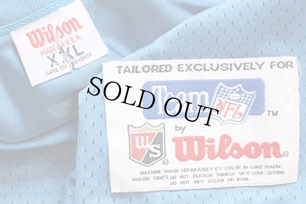 画像5: 90s USA製 Wilson NFL LIONS SANDERS 20 ナンバリング ナイロン メッシュ フットボール ゲームシャツ 水色 XXL (5)