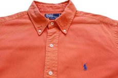 画像3: 90s ポロ ラルフローレン ワンポイント ボタンダウン コットンツイルシャツ オレンジ XL (3)