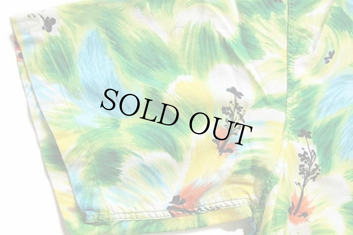 画像7: 50s ハワイ製 Kamehameha ハイビスカス柄 レーヨン混 アロハシャツ M (7)