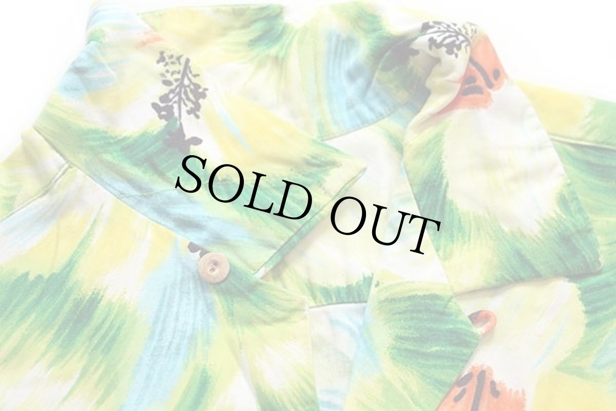 画像5: 50s ハワイ製 Kamehameha ハイビスカス柄 レーヨン混 アロハシャツ M (5)