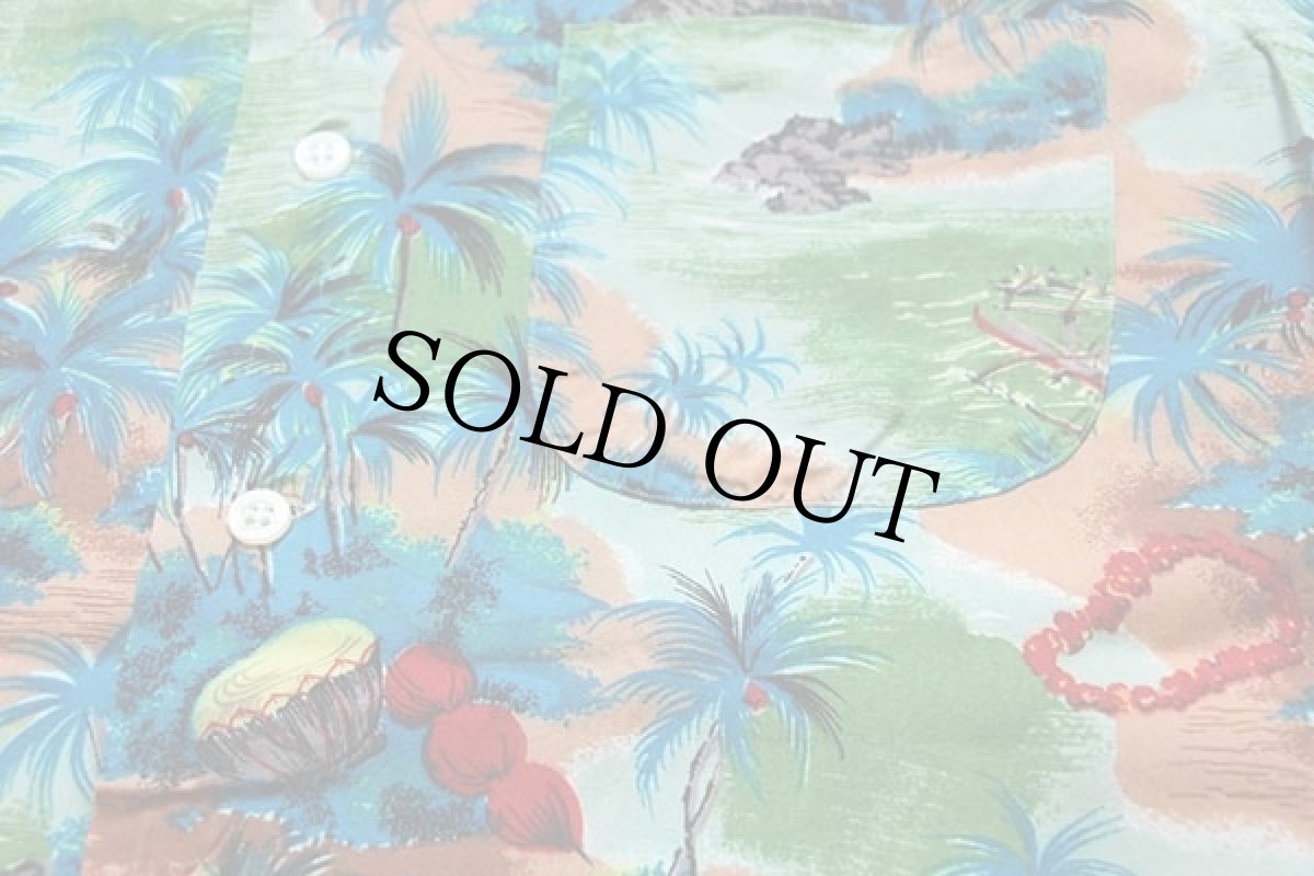 画像6: 60s 日本製 ALOHA SHIRTS ハワイ柄 ハンドスクリーン レーヨン アロハシャツ M (6)