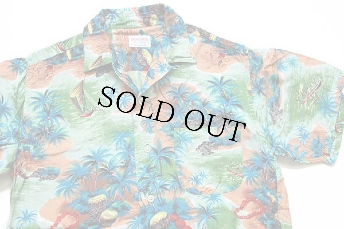 画像3: 60s 日本製 ALOHA SHIRTS ハワイ柄 ハンドスクリーン レーヨン アロハシャツ M (3)