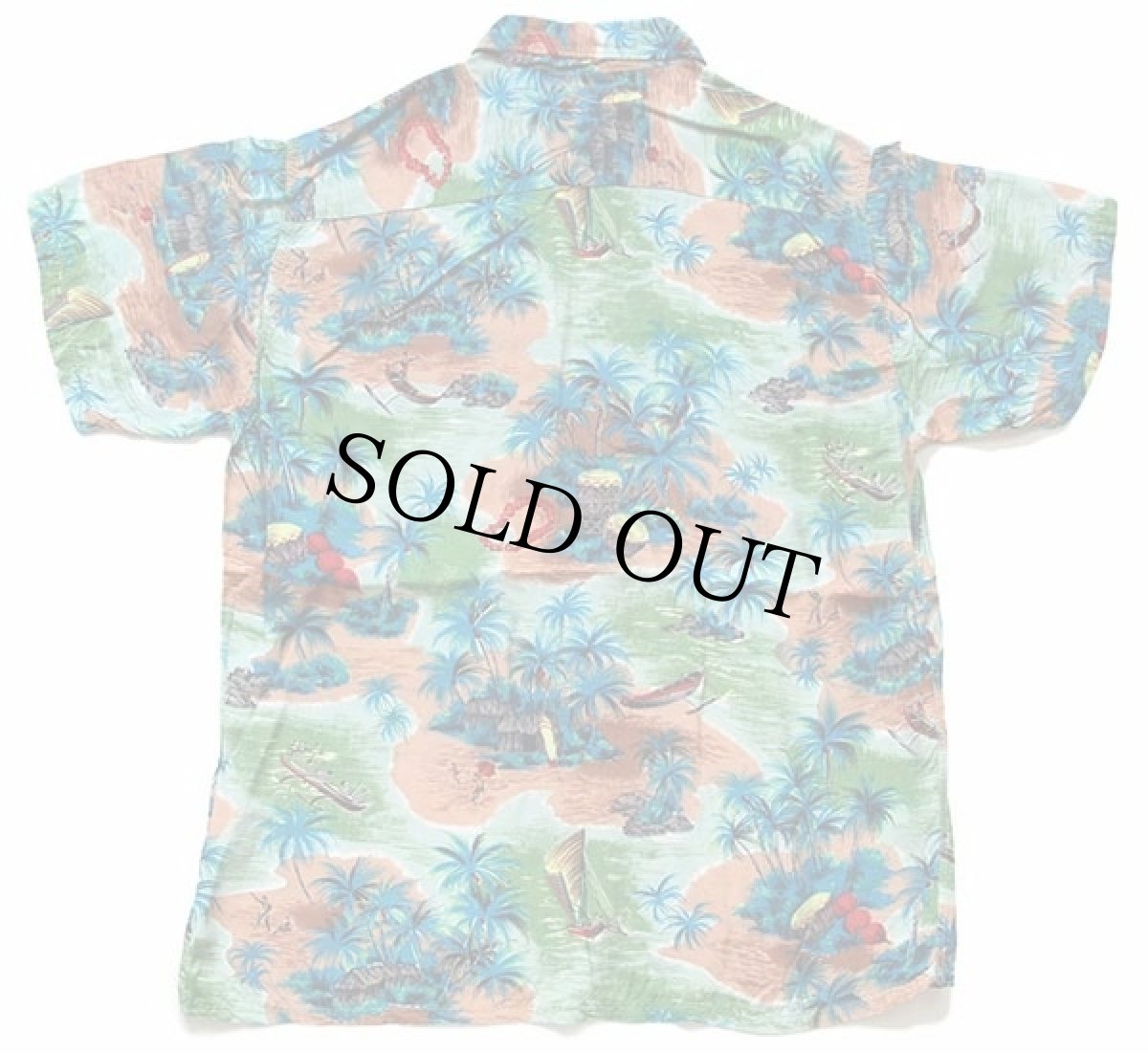 画像2: 60s 日本製 ALOHA SHIRTS ハワイ柄 ハンドスクリーン レーヨン アロハシャツ M (2)