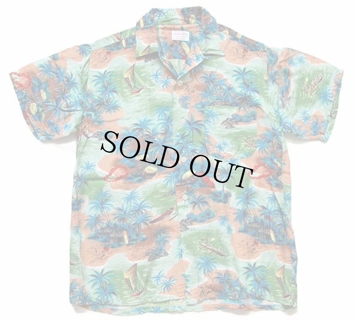 画像1: 60s 日本製 ALOHA SHIRTS ハワイ柄 ハンドスクリーン レーヨン アロハシャツ M (1)