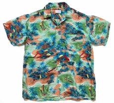 画像1: 60s 日本製 ALOHA SHIRTS ハワイ柄 ハンドスクリーン レーヨン アロハシャツ M (1)