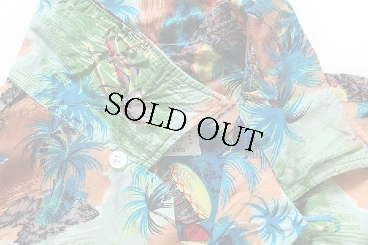 画像5: 60s 日本製 ALOHA SHIRTS ハワイ柄 ハンドスクリーン レーヨン アロハシャツ M (5)