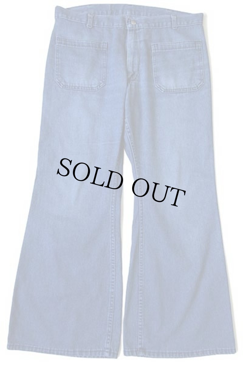 画像2: 90s seafarer ネームパッチ付き フレア デニム セーラーパンツ w36 (2)