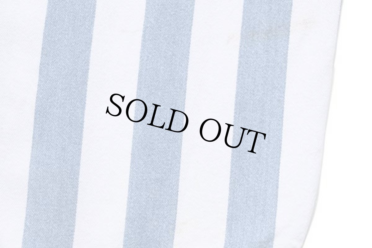 画像6: 90s NUOVO ストライプ 切り替え クレイジーパターン デニムシャツパーカー M (6)