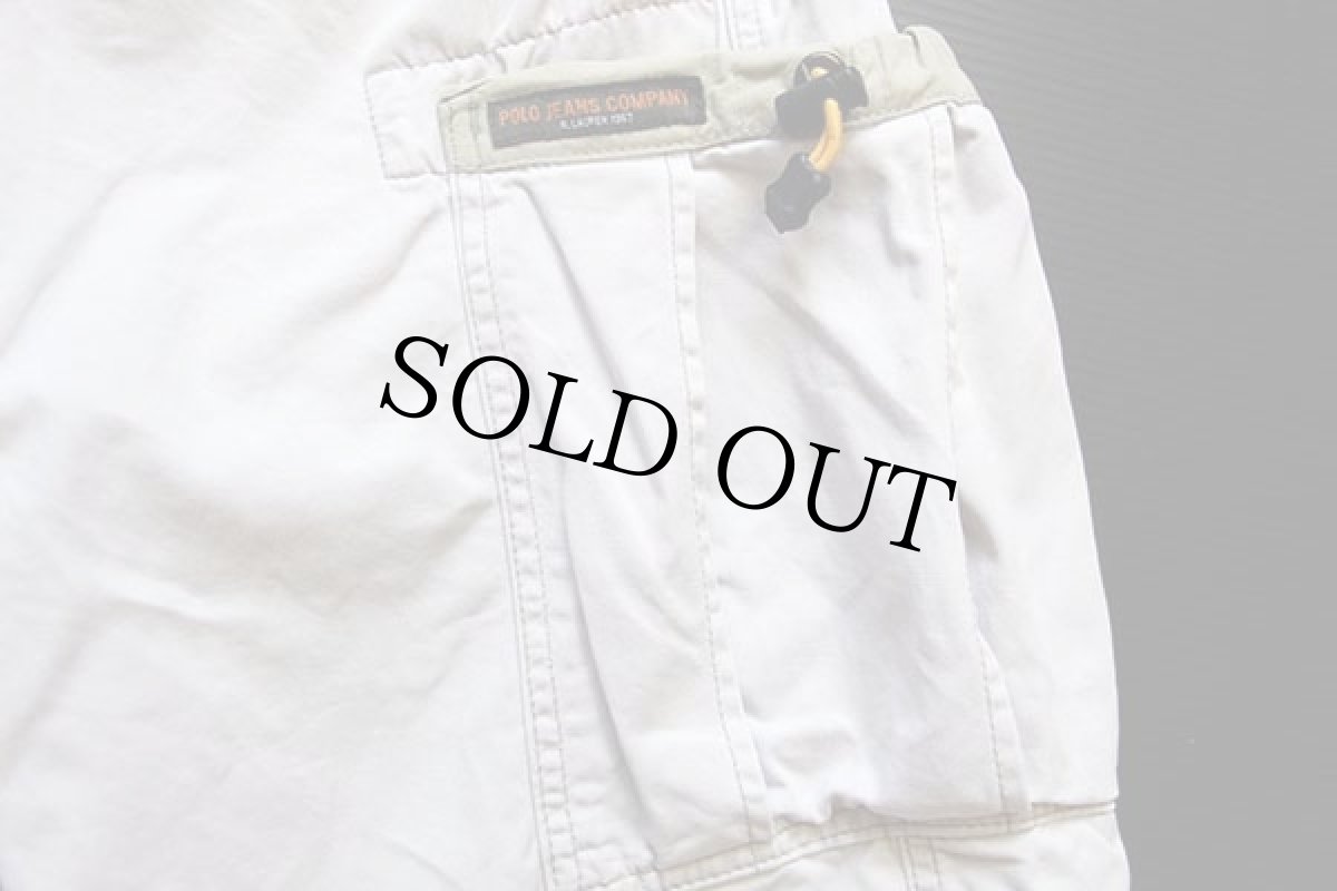画像5: 00s POLO JEANSポロ ジーンズ ラルフローレン BUNGEE CARGO SHORT コットン カーゴ ショートパンツ 薄ベージュ 32★ショーツ (5)