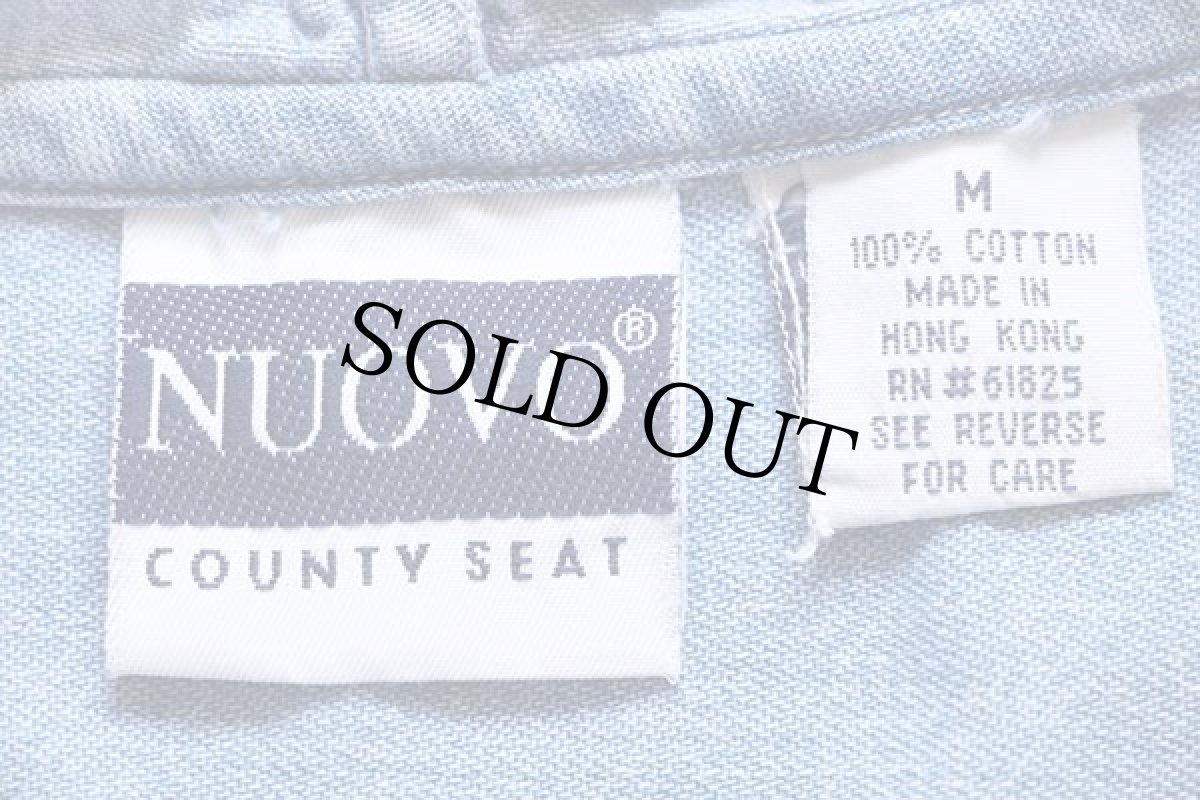 画像4: 90s NUOVO ストライプ 切り替え クレイジーパターン デニムシャツパーカー M (4)