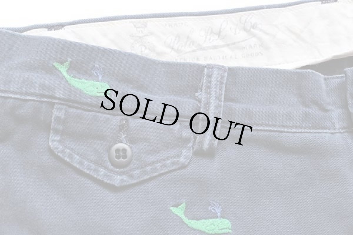 画像4: ポロ ラルフローレン クジラ刺繍 総柄 コットン チノ ショートパンツ 紺 33 (4)