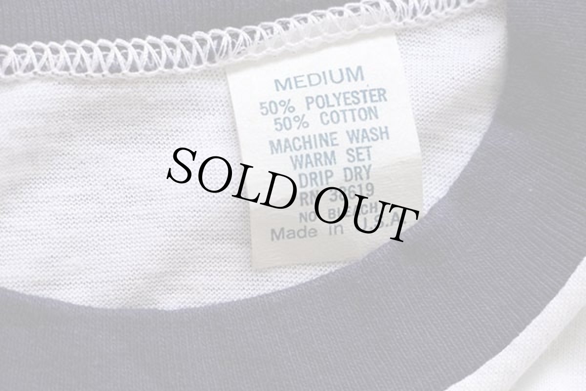 画像3: 80s USA製 SUN PRAIRIE CIVIC THEATRE 染み込みプリント アート リンガーTシャツ 白×紺 M (3)