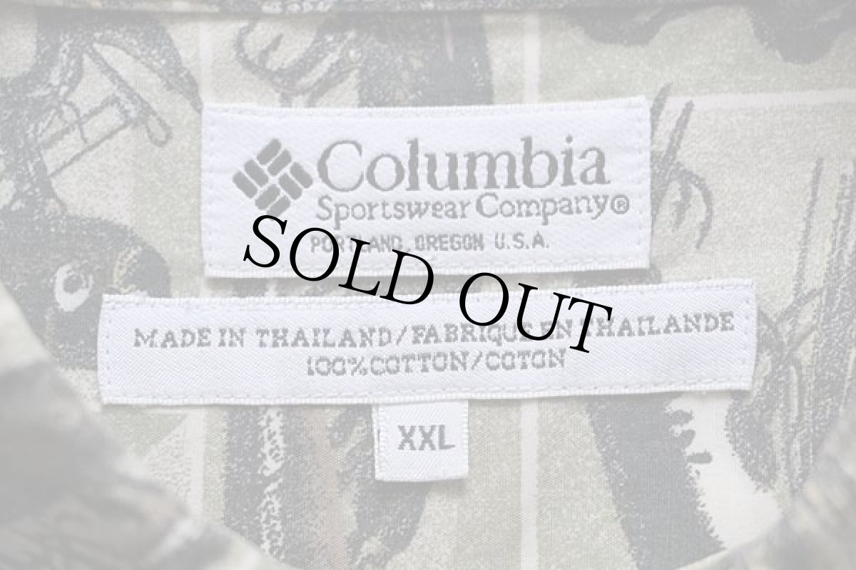 画像3: 90s Columbiaコロンビア ルアー 総柄 ボタンダウン 半袖 コットンシャツ XXL (3)