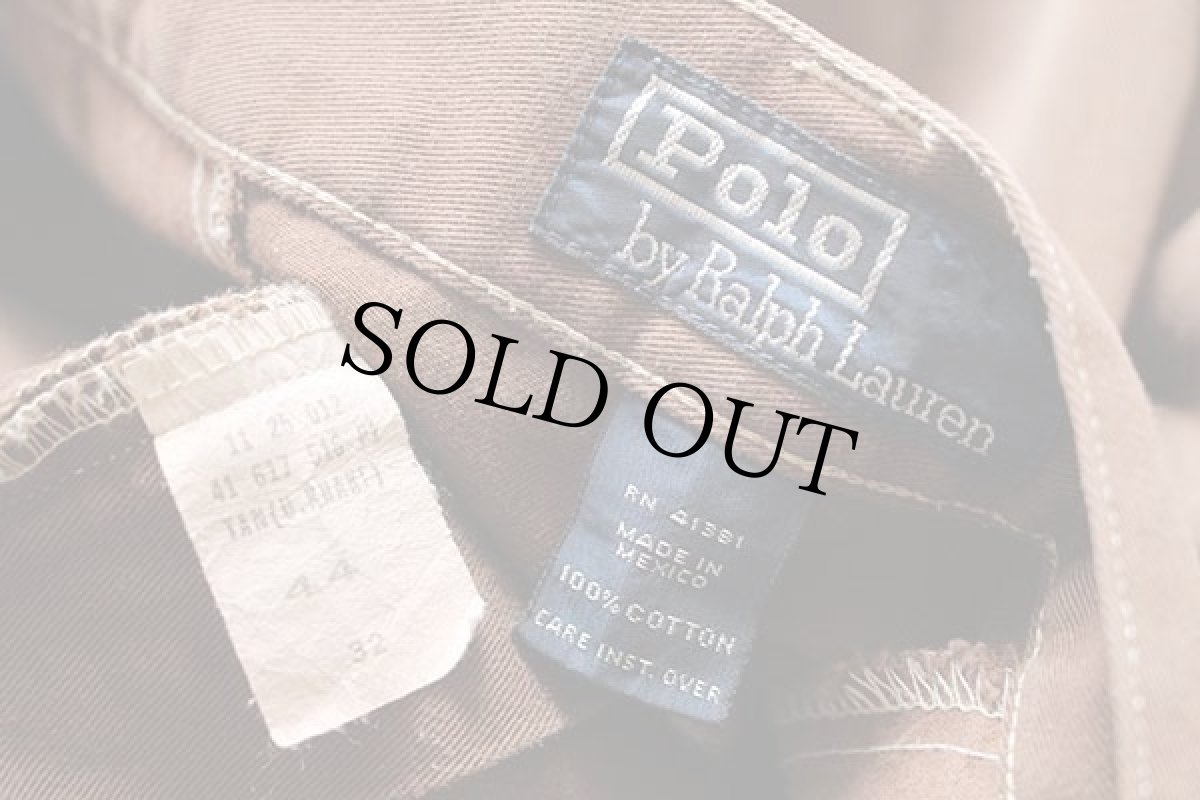 画像3: 90s ポロ ラルフローレン コットン チノ ショートパンツ 後染め 茶 32 (3)