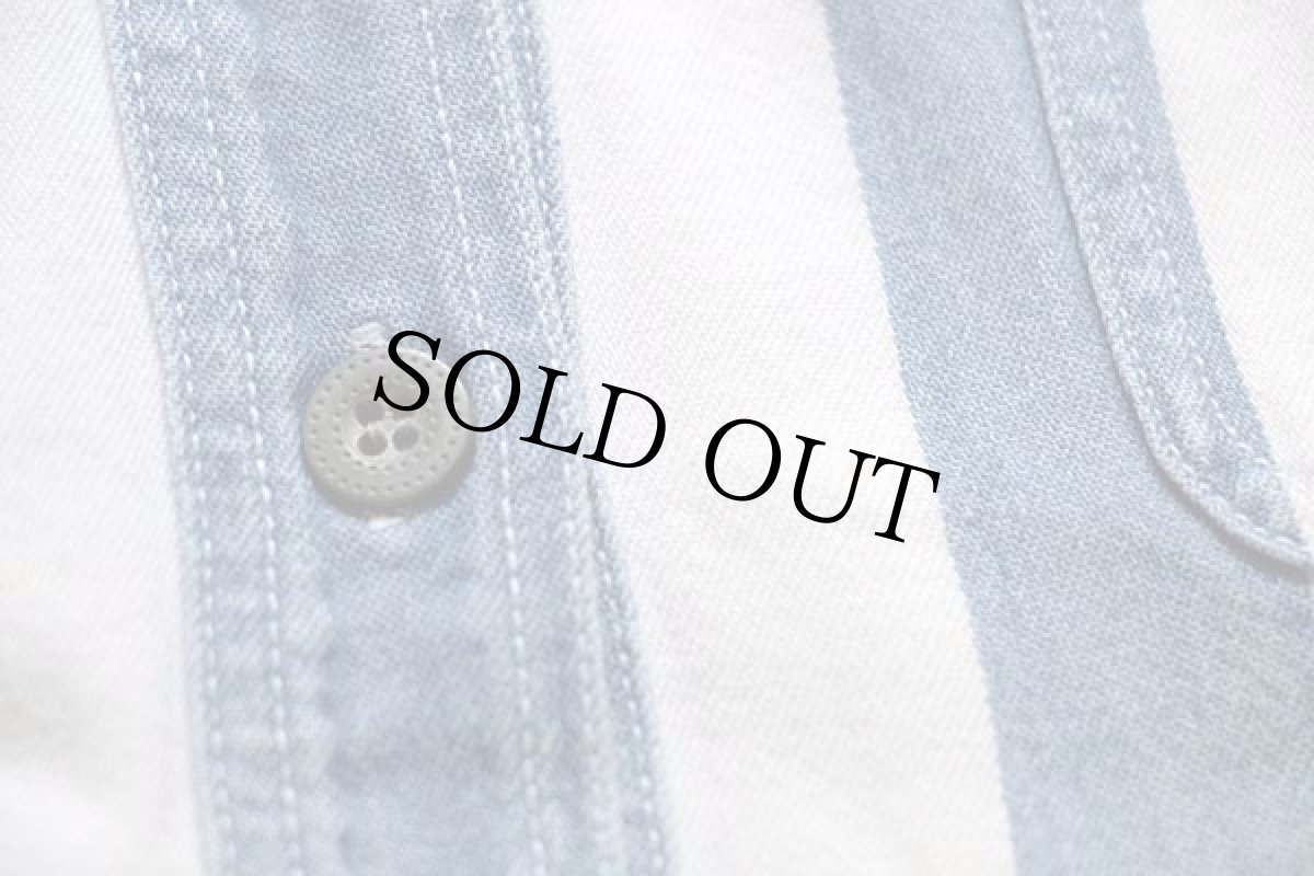 画像5: 90s NUOVO ストライプ 切り替え クレイジーパターン デニムシャツパーカー M (5)