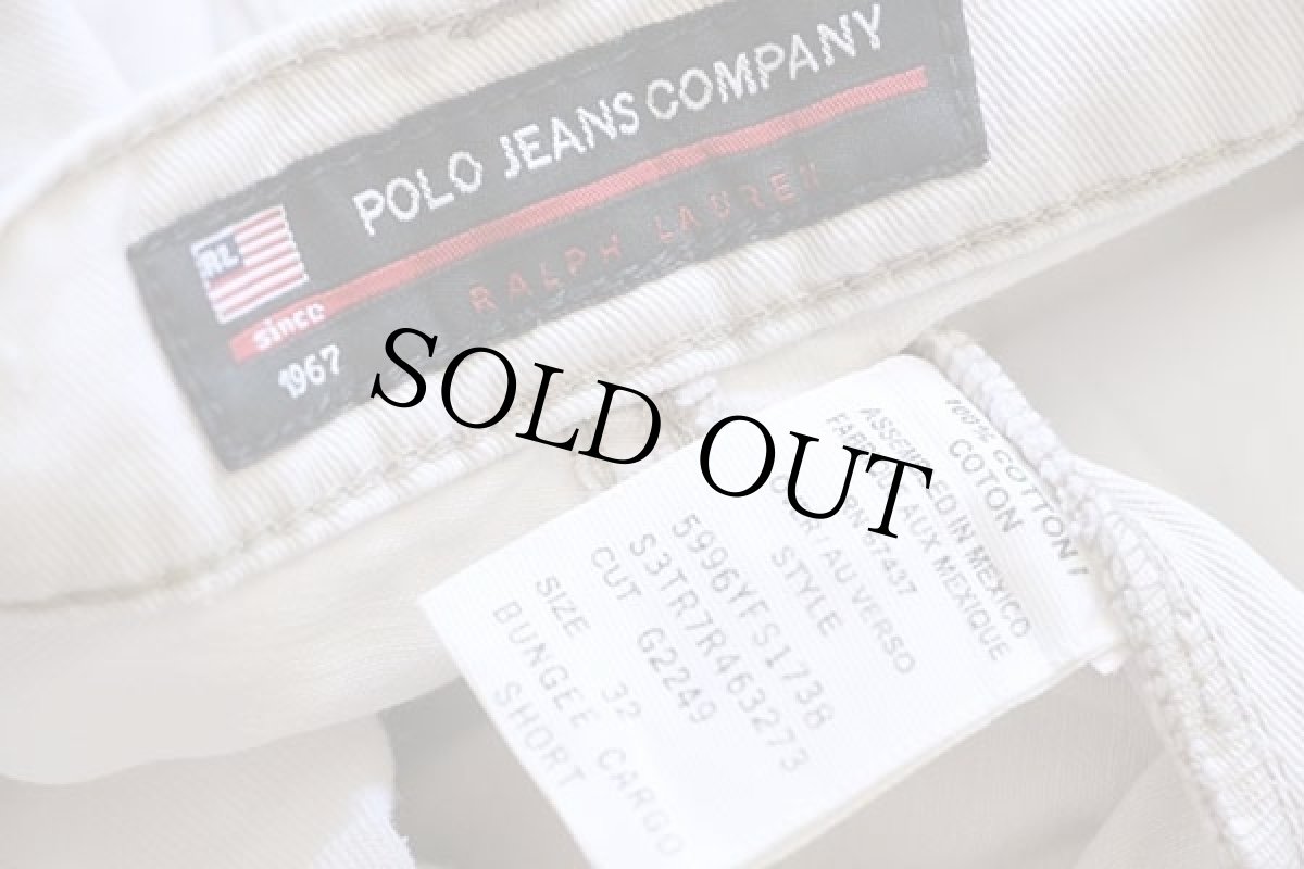 画像4: 00s POLO JEANSポロ ジーンズ ラルフローレン BUNGEE CARGO SHORT コットン カーゴ ショートパンツ 薄ベージュ 32★ショーツ (4)