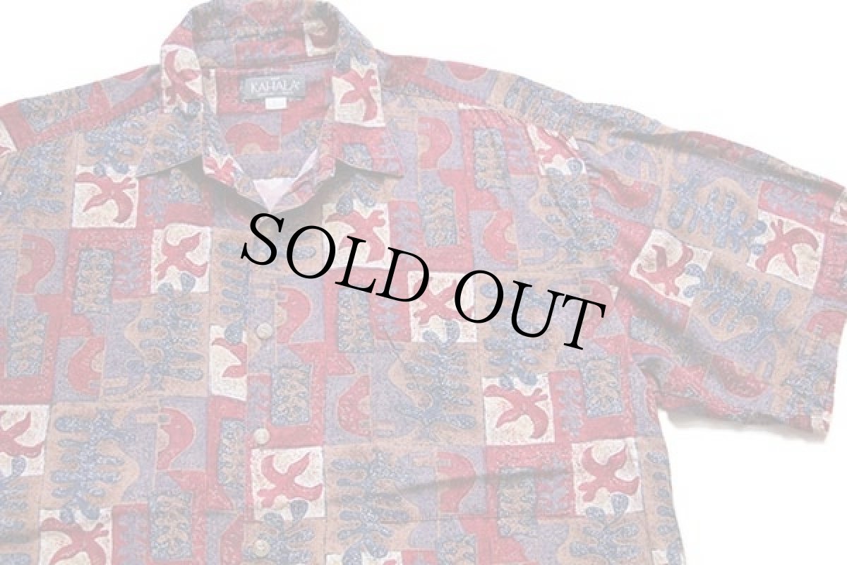 画像2: KAHALA 総柄 レーヨン アロハシャツ L (2)