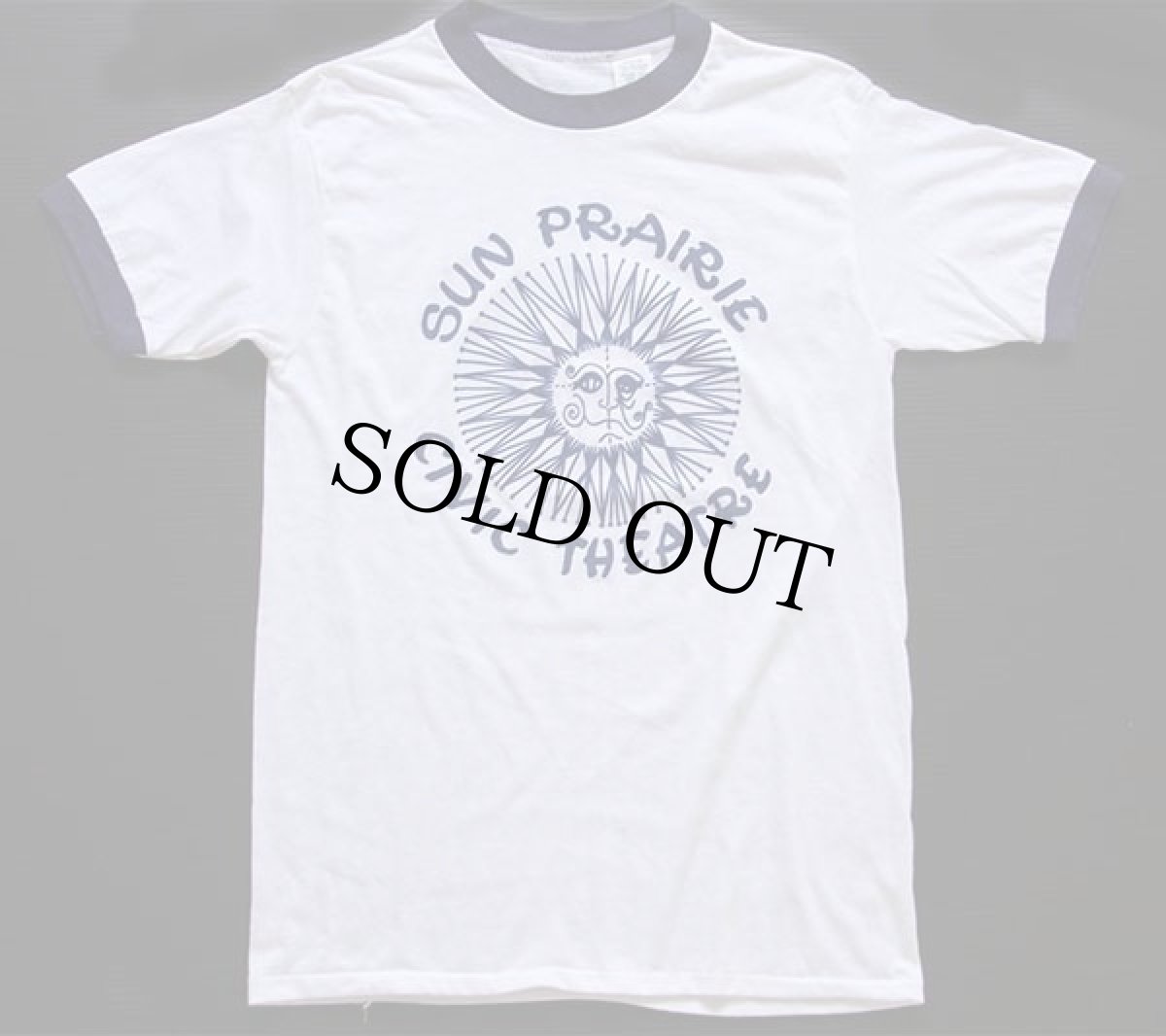 画像2: 80s USA製 SUN PRAIRIE CIVIC THEATRE 染み込みプリント アート リンガーTシャツ 白×紺 M (2)