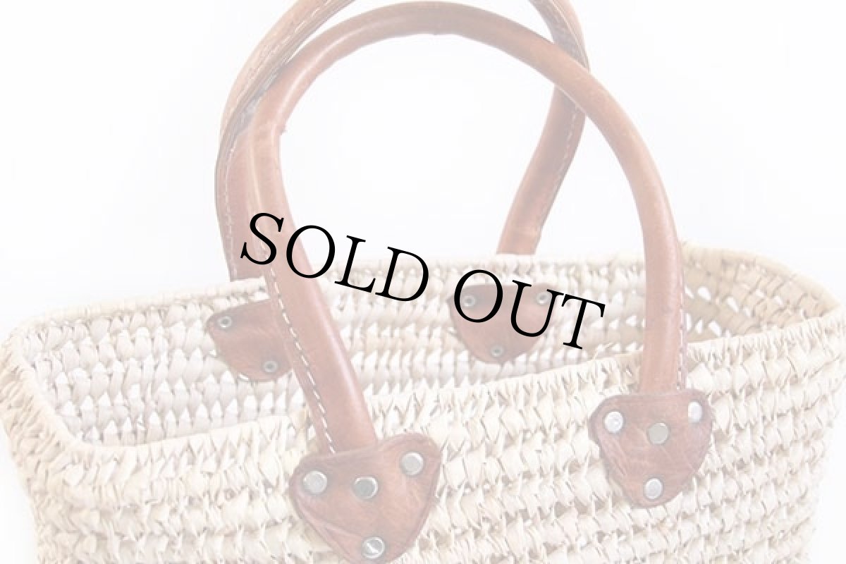 画像3: ハンドメイド レザーハンドル 編み込み かごバッグ ナチュラル★バスケット (3)