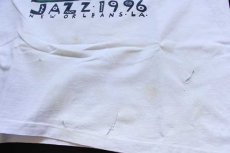 画像7: 90s USA製 ROAD TRIP JAZZ 1996 両面プリント アート コットンTシャツ ボロ 白 L (7)