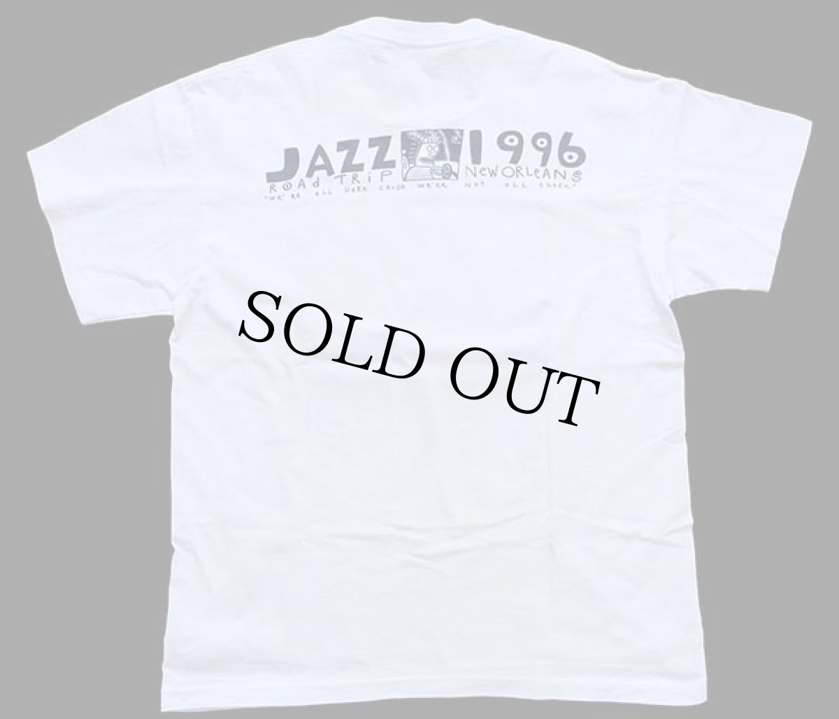 画像2: 90s USA製 ROAD TRIP JAZZ 1996 両面プリント アート コットンTシャツ ボロ 白 L (2)