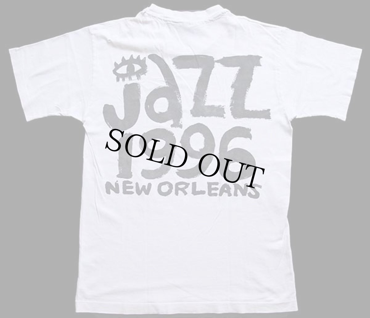 画像2: 90s USA製 NEW ORLEANS JAZZ 96 両面プリント アート コットンTシャツ ボロ 白 M (2)