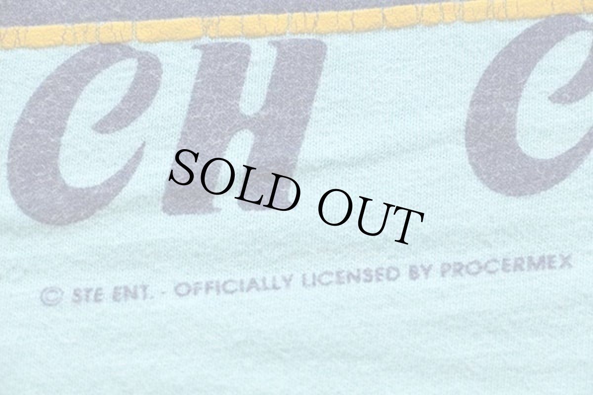 画像5: 90s USA製 Corona Extra BEACH CLUB ロゴ 発泡プリント コットンTシャツ 水色 L (5)