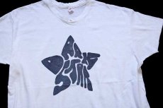 画像1: 70s USA製 Hanes DARKSTAR PRIMO HAWAII 両面 染み込みプリント アート コットンTシャツ 白 XL (1)