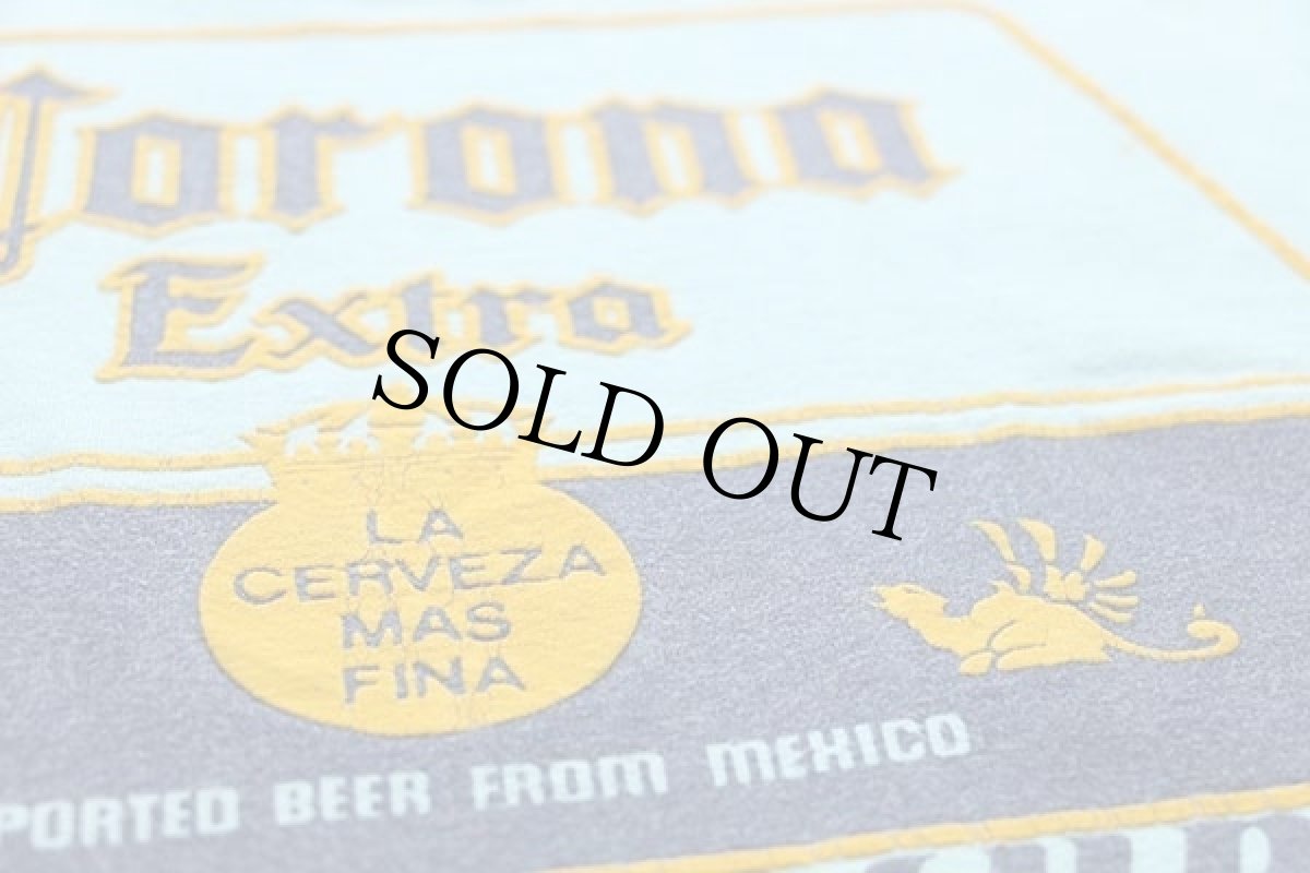 画像4: 90s USA製 Corona Extra BEACH CLUB ロゴ 発泡プリント コットンTシャツ 水色 L (4)