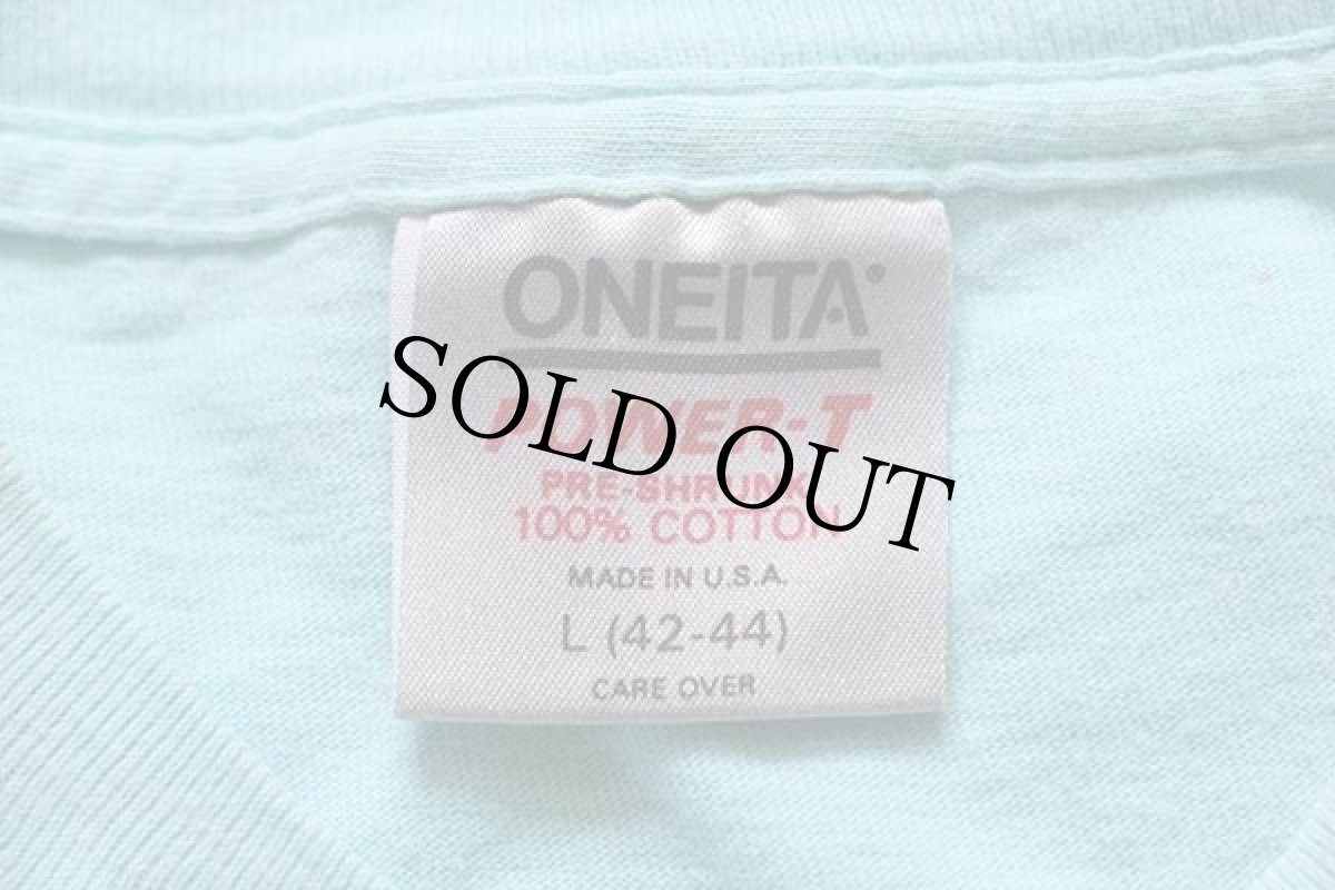 画像6: 90s USA製 Corona Extra BEACH CLUB ロゴ 発泡プリント コットンTシャツ 水色 L (6)