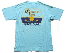 画像3: 90s USA製 Corona Extra BEACH CLUB ロゴ 発泡プリント コットンTシャツ 水色 L (3)