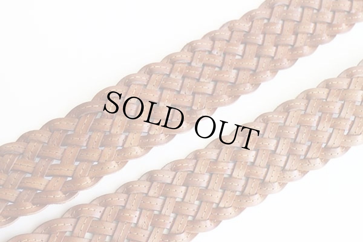 画像4: 英国製 EddieBauerエディーバウアー ワイド 編み込み レザーベルト 茶 S/M★1424 (4)