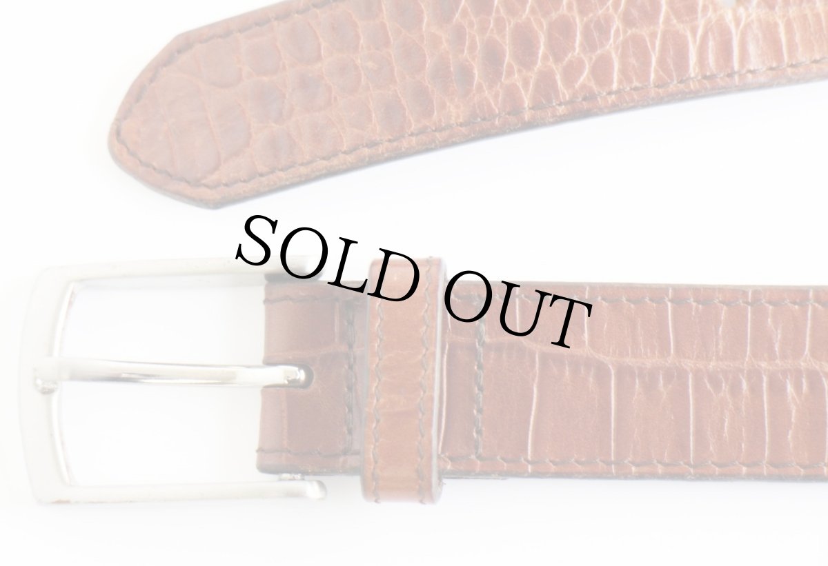 画像2: USA製 BANANA REPUBLICバナナリパブリック 型押し レザーベルト 茶 36★1356 (2)