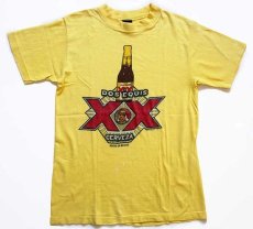 画像2: 80s USA製 DOS EQUIS CERVEZA 染み込みプリント コットンTシャツ 黄 M (2)