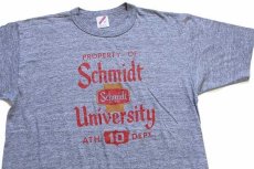 画像1: 80s USA製 Schmidt BEER 五段中抜き Tシャツ 杢グレー L (1)