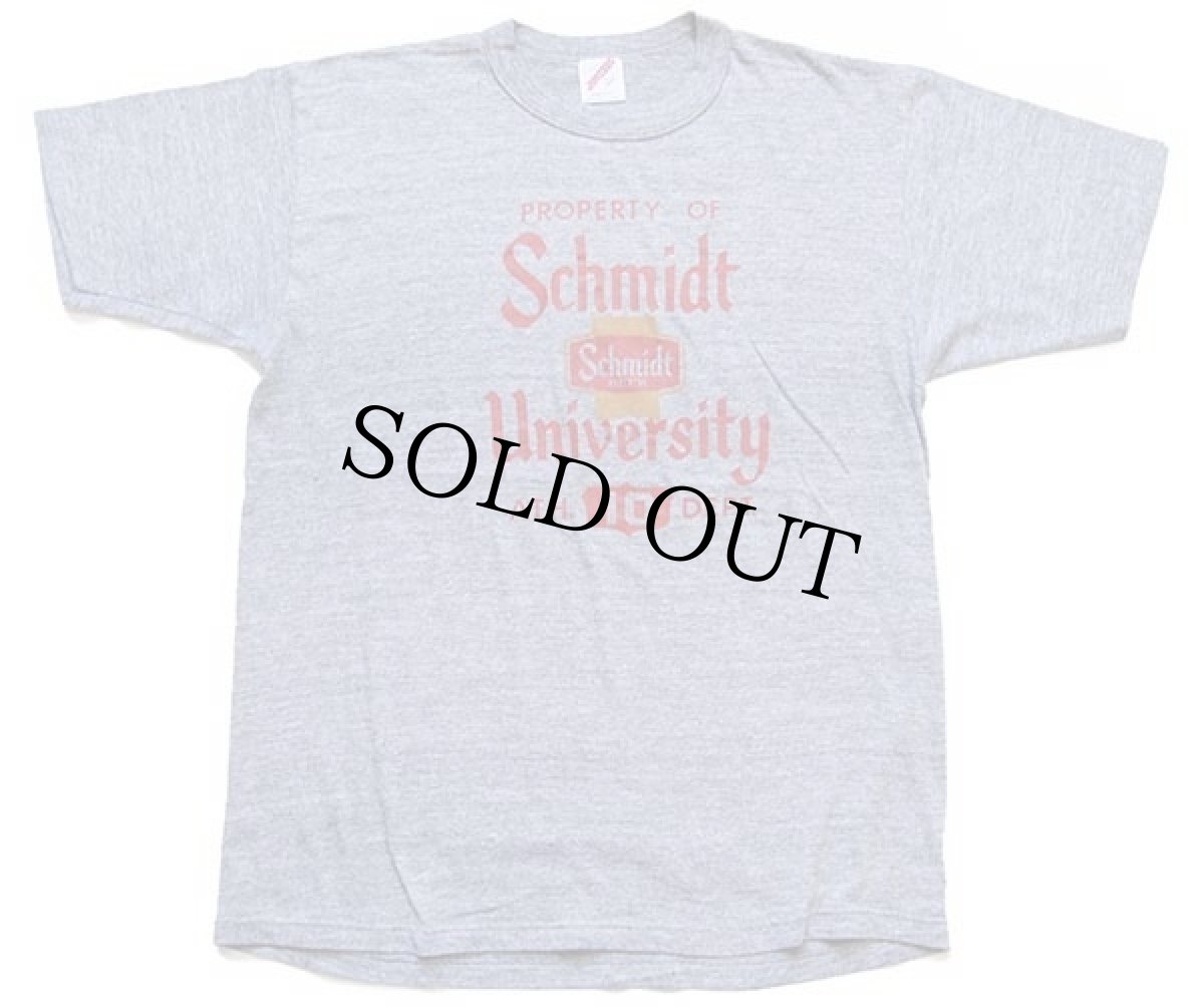 画像2: 80s USA製 Schmidt BEER 五段中抜き Tシャツ 杢グレー L (2)