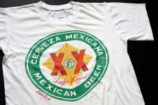 画像1: 80s メキシコ製 CERVEZA MEXICANA MEXICAN BEER コットンTシャツ 白 L (1)