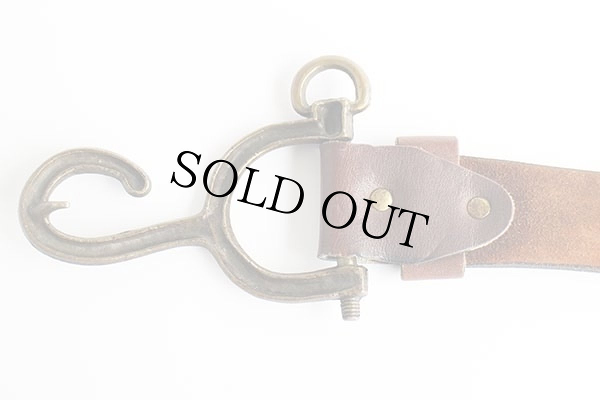 画像3: UNKNOWN フックモチーフ バックル レザーベルト 焦げ茶★1406 (3)