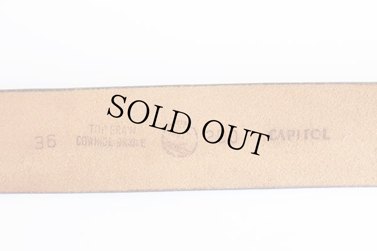 画像4: ビンテージ UNKNOWN カウハイド ブライドル レザー ギャリソンベルト 黒 36★1385 (4)