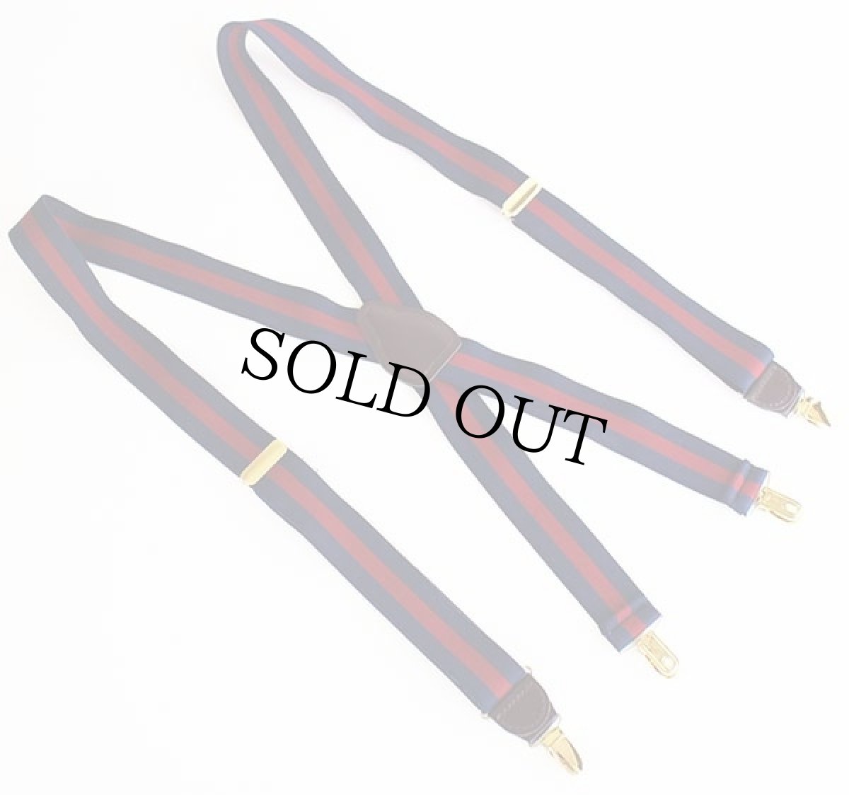 画像2: CAS GERMANY ストライプ クリップ式 サスペンダー 紺×バーガンディ★164  (2)