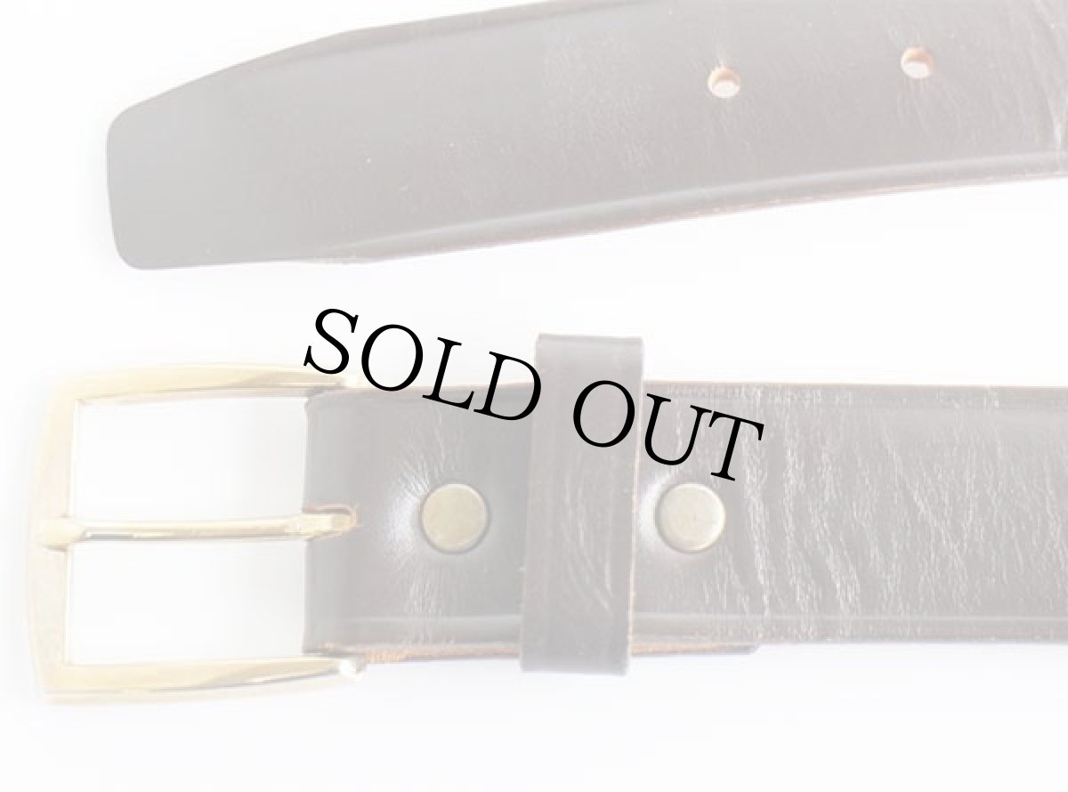 画像2: ビンテージ USA製 UNKNOWN カウハイド レザーベルト 焦げ茶 42★1391 (2)