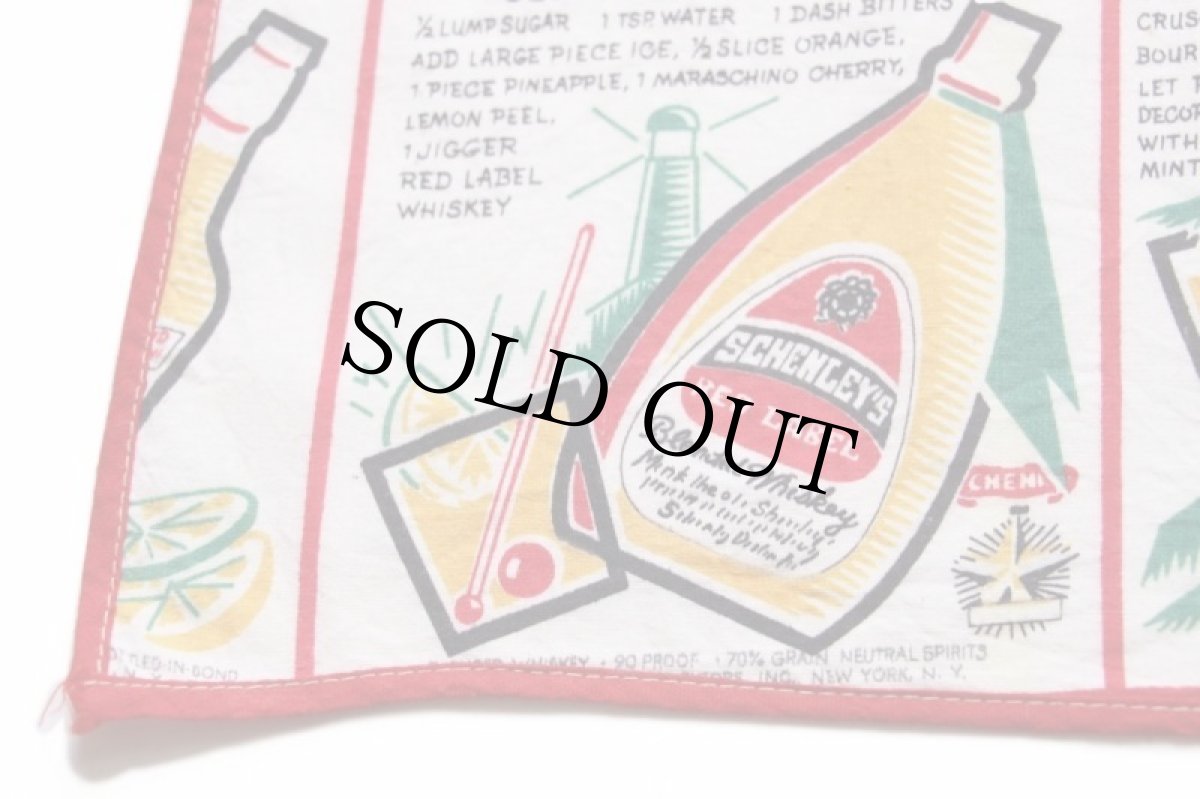 画像4: ビンテージ SCHENLEY カクテル レシピ柄 染み込みプリント テーブルクロス (4)