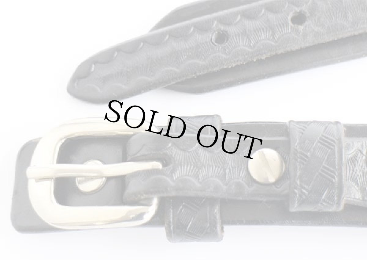 画像2: TRIPLE K BRAND バスケット柄 カービング レザーベルト 黒 38 (2)