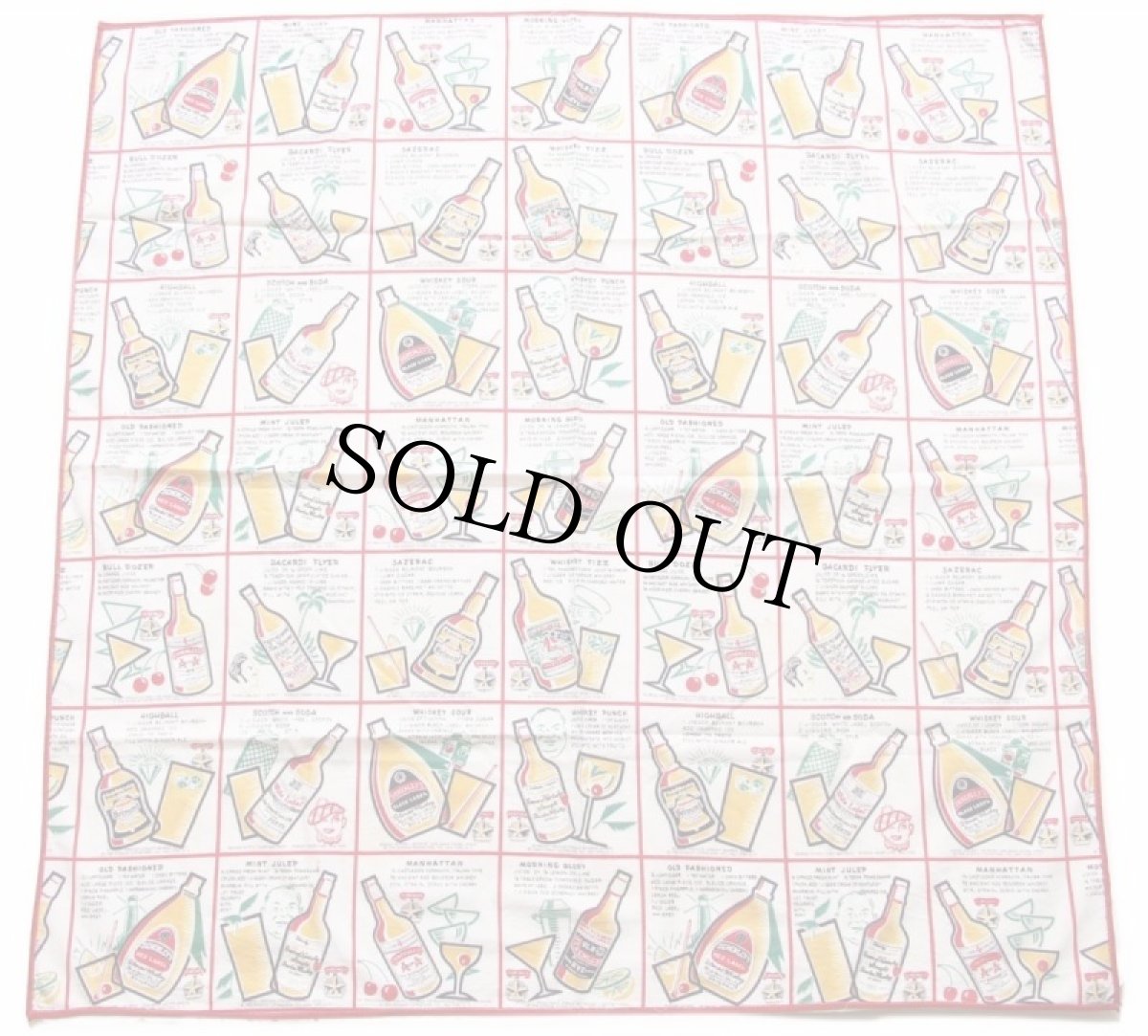 画像2: ビンテージ SCHENLEY カクテル レシピ柄 染み込みプリント テーブルクロス (2)