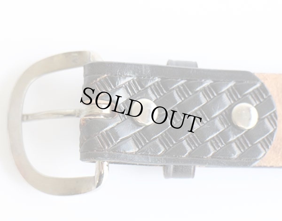 画像4: USA製 DUN DEE バスケット柄 カービング レザーベルト 黒 38★1389 (4)