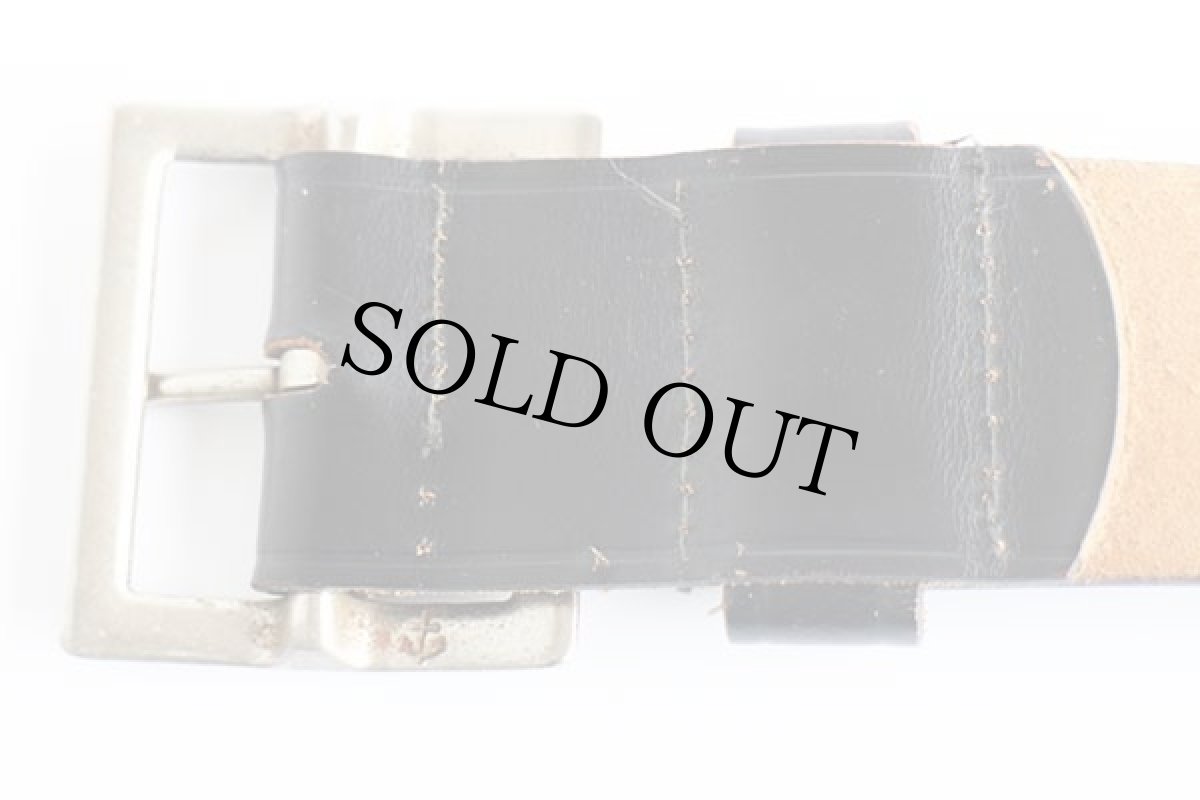 画像3: ビンテージ UNKNOWN カウハイド ブライドル レザー ギャリソンベルト 黒 36★1385 (3)