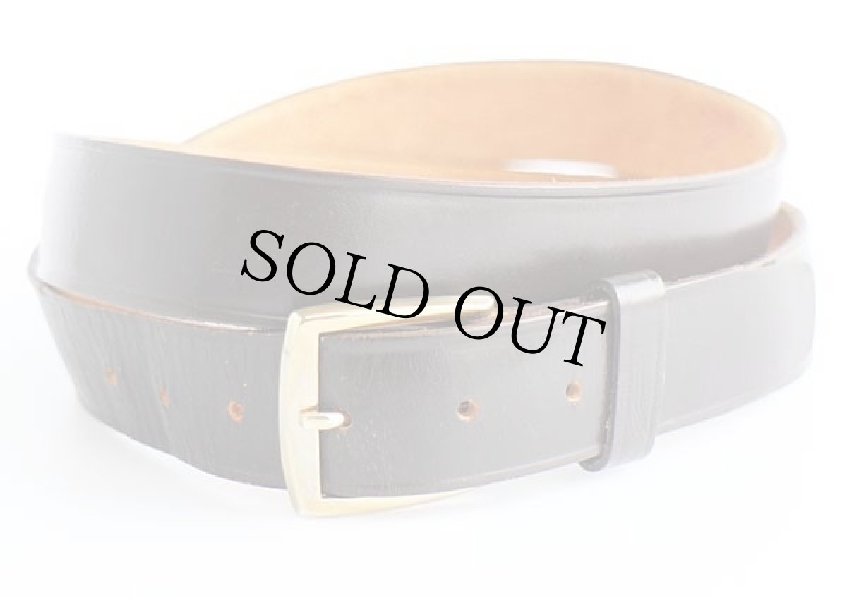 画像1: ビンテージ USA製 UNKNOWN カウハイド レザーベルト 焦げ茶 42★1391 (1)