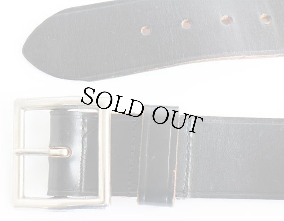 画像2: ビンテージ UNKNOWN カウハイド ブライドル レザー ギャリソンベルト 黒 36★1385 (2)