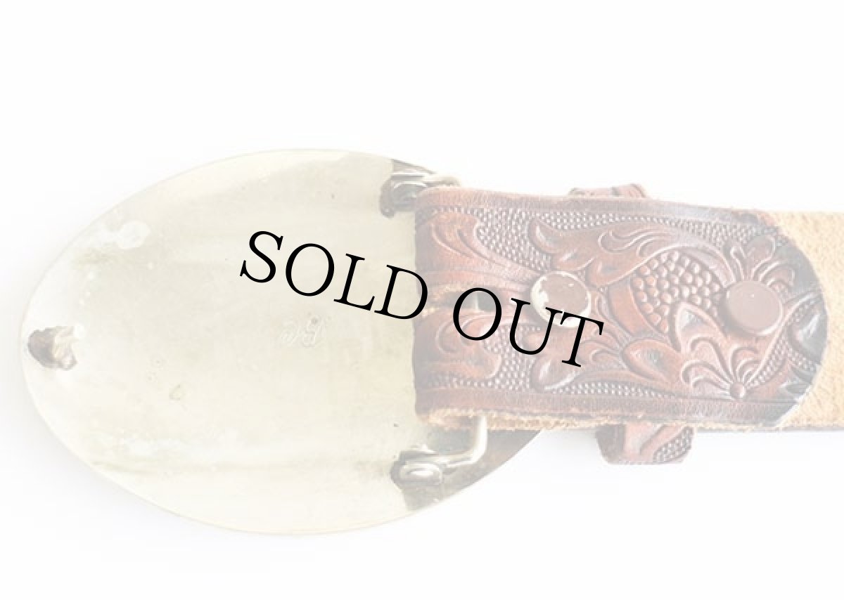 画像3: UNKNOWN 馬 彫刻 バックル カービング レザーベルト 茶 40★1396 (3)