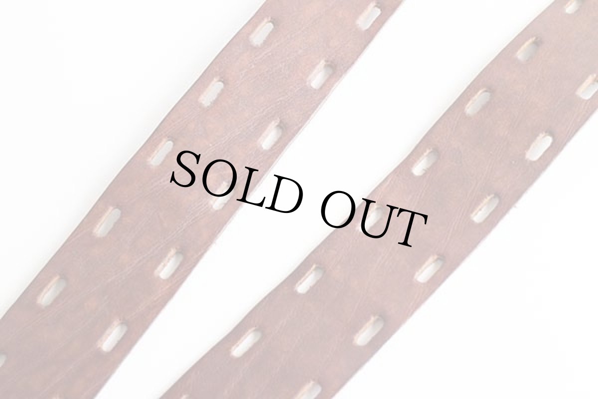 画像5: UNKNOWN ダブルホール レザーベルト 赤茶★1384 (5)